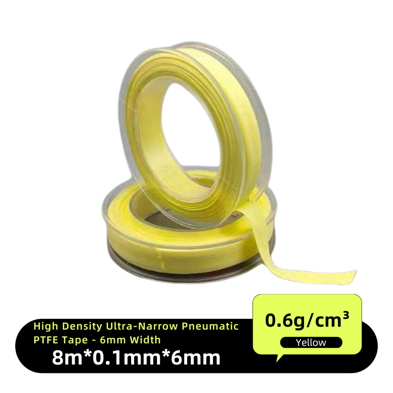 Extra Narrow Yellow High-Density PTFE Thread Seal Tape – 6mm x 8m (72 Rolls/Box)